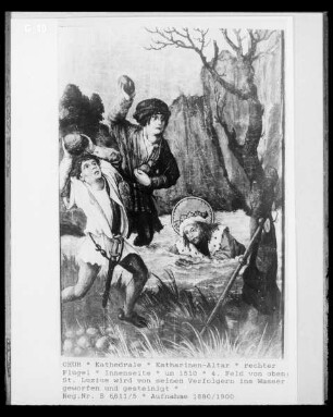 Katharinen-Altar, Innenseite des rechten Altarflügels: Martyrium des heiligen Luzius