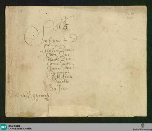 Symphonies - Don Mus.Ms. 2093 : D; RicG D2