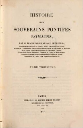 Histoire des souverains pontifes romains. 3