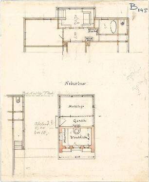Thiersch, August ; Gebäude, Nebengebäude, Innenausstattung - unbestimmbare Einzelblätter - Nebenbauten (Grundrisse)
