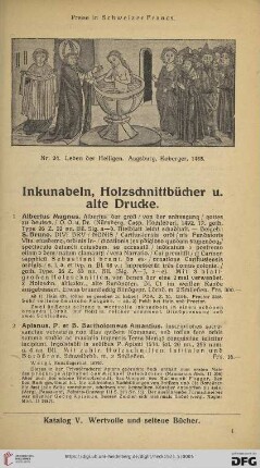 Inkunabeln, Holzschnittbücher u. alte Drucke (Nr.1-521)