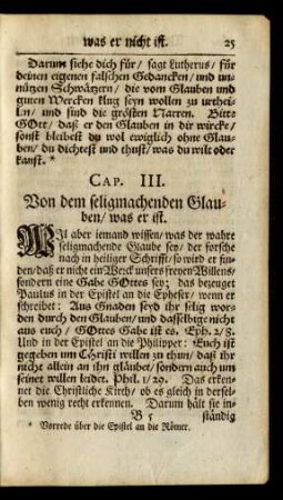 Cap. III. Von dem seligmachenden Glauben/ was er ist.