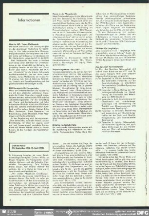 Plädoyer für Langlebiges : Informationen