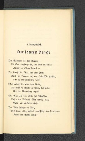 6. Hauptstück. Die letzten Dinge.