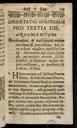 179-207, Dissertatio Spiritualis Pro Tertia Die.