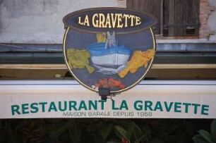 Cote d`Azur - Restaurantschild : Restaurant-Schild in Antibes, aufgenommen 2006
