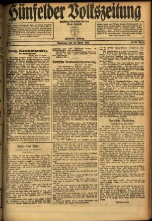 Ausgabe vom Samstag, den 24. April 1920.