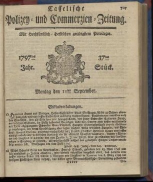 37tes Stueck, Montag den 11ten September 1797