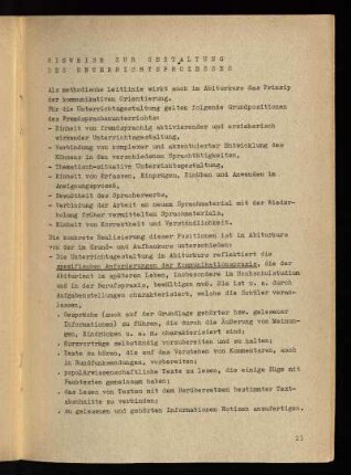 Hinweise zur methodischen Gestaltung des Unterrichtsprozesses