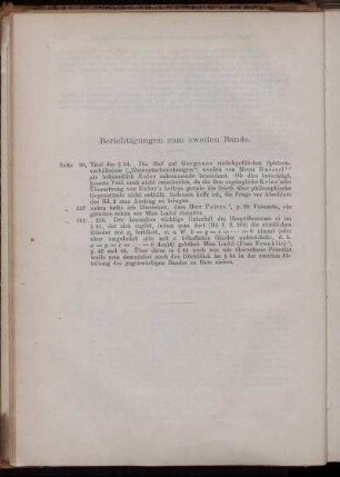 Berichtigungen zum zweiten Bande