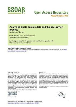 Analyzing quota sample data and the peer-review process