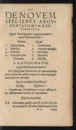 De Novem Speciebus Argumentationum Rhetoricarum.