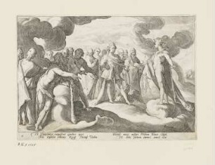 Jupiter bittet Helios die Gewalt über den Sonnenwagen wieder zu übernehmen, Blatt 5 der Folge "Ovids Metamorphosen Buch II"