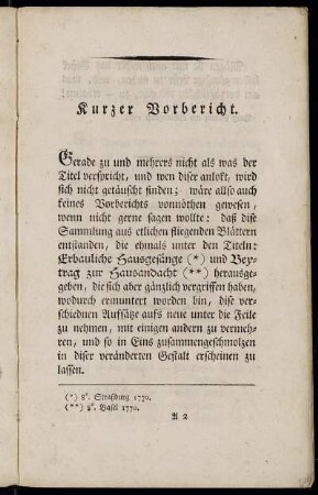 Kurzer Vorbericht.
