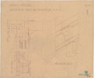 Fischer, Theodor; Würzburg, Münsterplatz; Sparkasse - Hauptgesims mit Konsole u. Fensterpfeiler (Schnitte)
