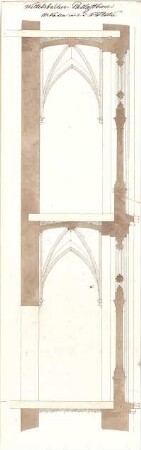Gärtner, Friedrich von; München; Wittelsbacherpalast - Arkaden 1. OG u. 2. OG (Schnitt)