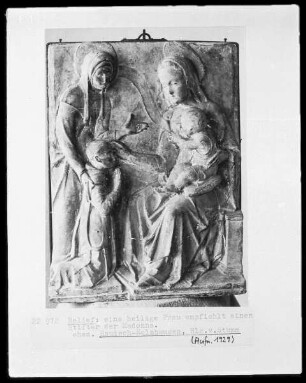 Eine weibliche Heilige empfiehlt einen Stifter der Madonna