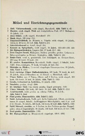 Möbel und Einrichtungsgegenstände (Nr. 1-65)