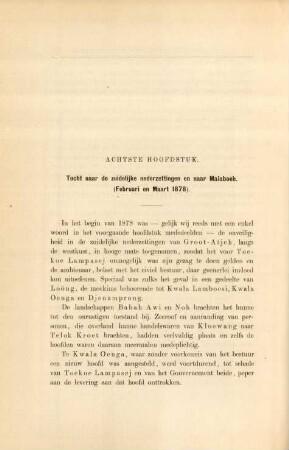 Achtste hoofdstuk. Tocht naar de zuidelijke nederzettingen en naar Malaboeh. (Februari en Maart 1878)