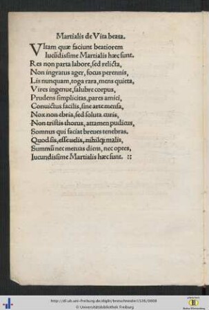 Martialis de Vita beata.