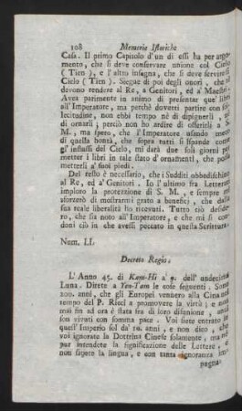 Num. LI. Decreto Regio