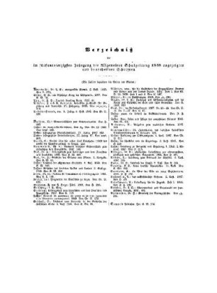 Verzeichnis der im fünfundvierzigsten Jahrgang der allgemeinen Schulzeitung 1868 angezeigten und beurtheilten Schriften
