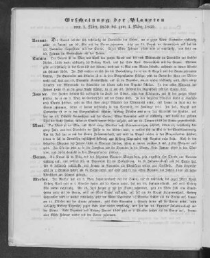 Erscheinung der Planeten vom 1. März 1859 bis zum 1. März 1860.