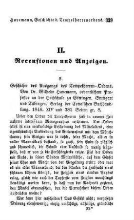 339-374 "Geschichte des Ausgangs des Tempelherren-Ordens" von Wilhelm Havemann
