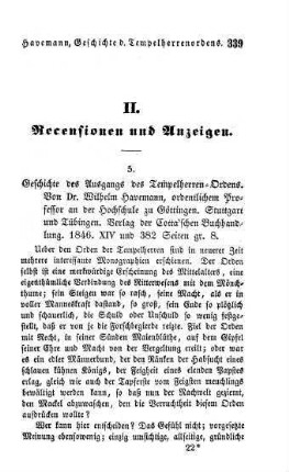339-374 "Geschichte des Ausgangs des Tempelherren-Ordens" von Wilhelm Havemann