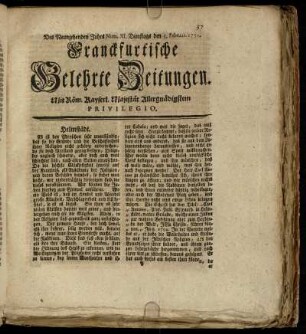 Num. XI. Dienstags den 5. Februar 1754 - Num. XX. Dienstags den 5. Martius. 1754