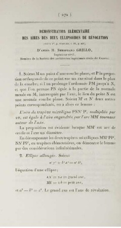 Démonstration élémentaire des aires des deux ellipsoides de révolution.