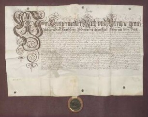 Huldigung der Stadt Heidelberg gegenüber Kurfürst Karl von der Pfalz.