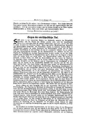 Gegen die wirtschaftliche Not