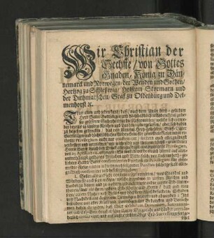 [Ihrer Königlichen Majestät/ Christiani des Sechsten/...]