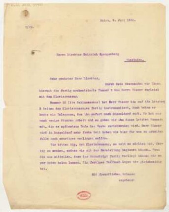 Brief an Heinrich Spangenberg : 09.06.1920