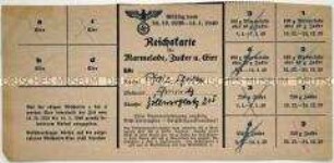 Lebensmittelkarte für den Bezug von Marmelade, Zucker und Eiern