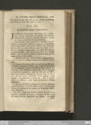 Tit. XX. De Nobilitatibus Imperii Immediatis.