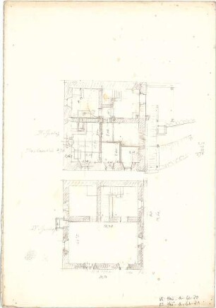 Thiersch, August ; Reiseskizzen - Grundriss 3. OG, Grundriss 4. OG