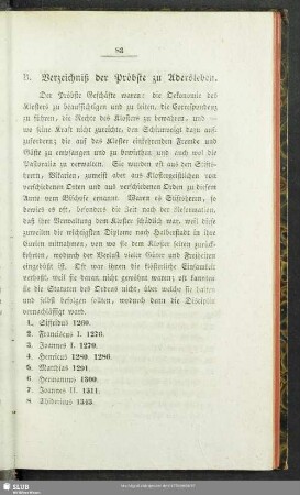 B. Verzeichniß der Pröbste zu Adersleben