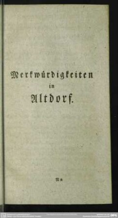 Merkwürdigkeiten in Altdorf