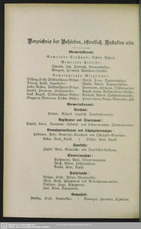 Behördenverzeichnis : Verzeichnis der Behörden, öffentlich. Anstalten usw.