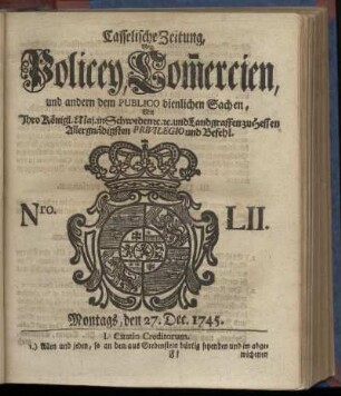 Nro. LII, Montags, den 27. Dec. 1745