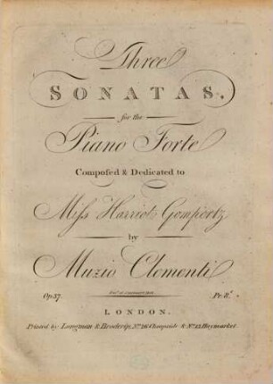 Three sonatas for the piano forte-forte : op. 37