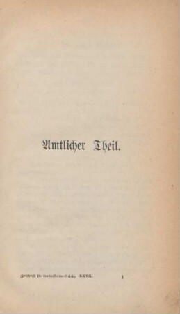 Amtlicher Theil. Nichtamtlicher Theil