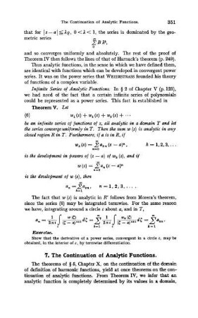 7. The Continuation of Analytic Functions.