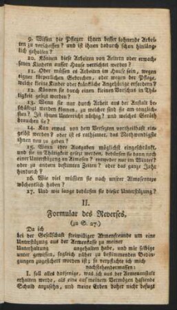 II. Formular des Reverses