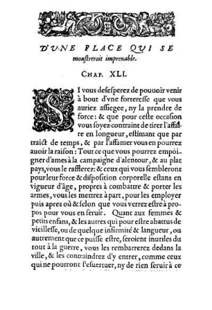 D'Vne Place Qvi Se monstreroit imprenable. Chap. XLI.
