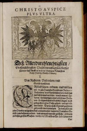 Deß Allerdurchleuchtigsten, Großmächtigsten, Unüberwindlichsten Keyser Carols, deß Fünfften [...] Peinliche GerichtsOrdnung