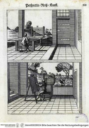 Perspectiva Practica (Perspectiv-Reiß-Kunst) - Du Breuil, Jean: Perspectiva Practica, Oder Vollständige Anleitung Zu der Perspectiv-Reiß-Kunst : Nutzlich und nothwendig Allen Mahlern, Kupfferstechern, Baumeistern, Goldschmieden, Bildhauern, Stickern, Tapezierern und andern so sich der Zeichen-Kunst bedienen. Sehr deutlich und ordentlich beschrieben, und durchaus mit netten Kupffer-Figuren versehen. Augspurg Wolff: 1710