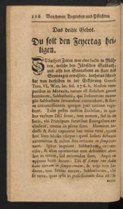 Das dritte Gebot. Du solt den Feyertag heiligen